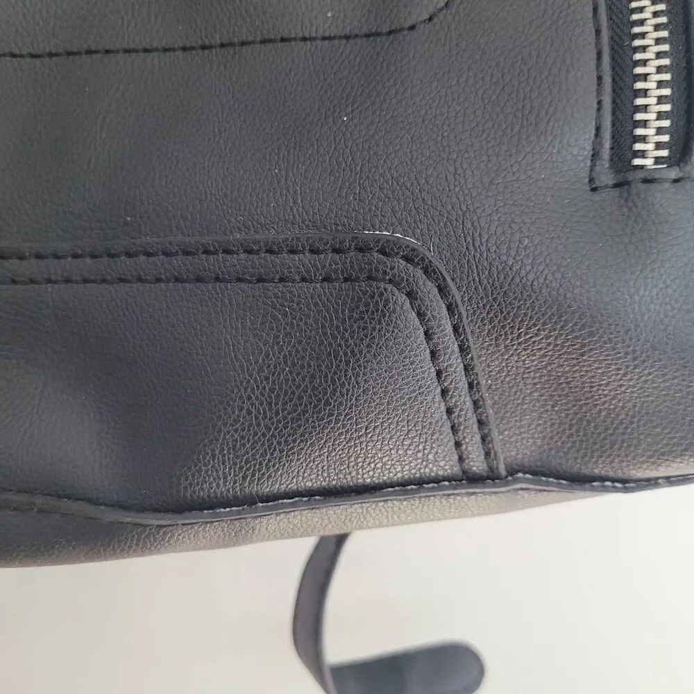 Faux leather backpack square shape alternative goth grunge alt minimalist modern